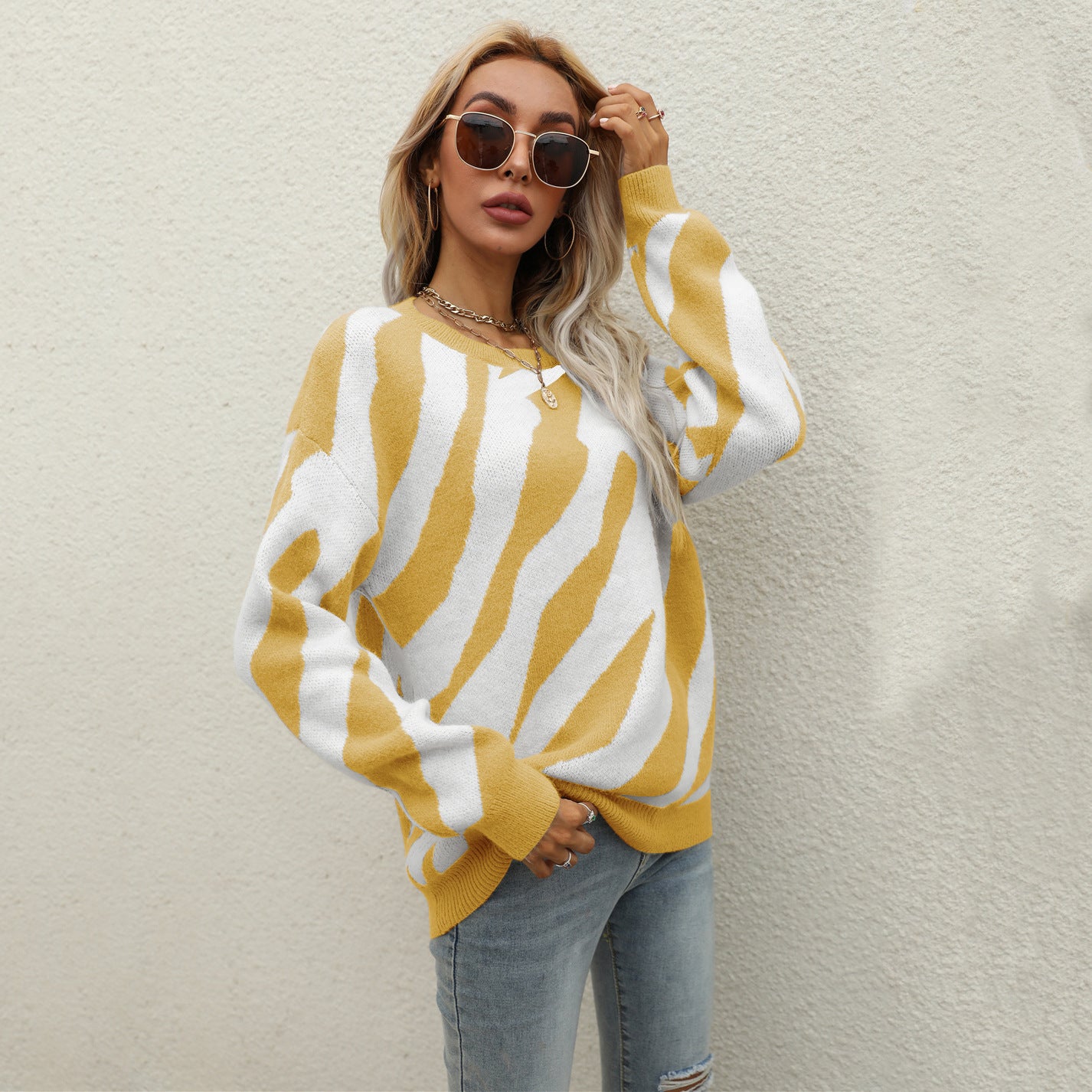 Women's Winter Striped Personality Fashion Knitted Pullover Sweaters