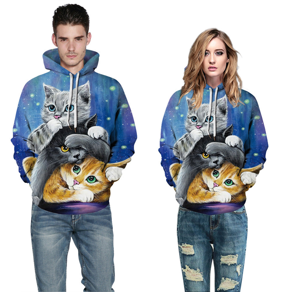 Women's Letter Digital Printing Couple Casual Hooded Sweaters