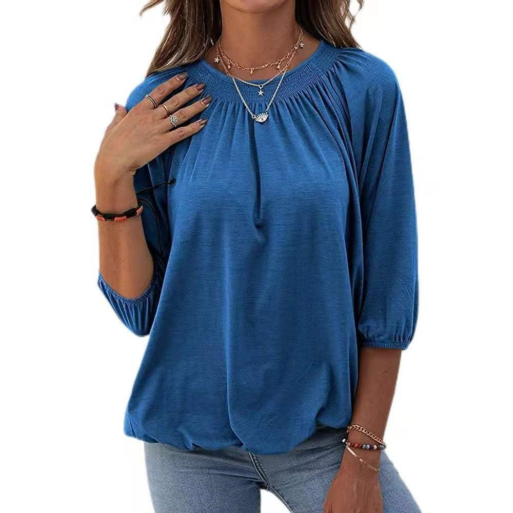 Women's Spring Summer Elegant Pullover Round Neck Blouses