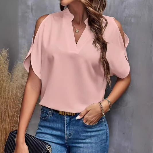 Women's Summer Solid Color Graceful Fashionable Sleeves Blouses