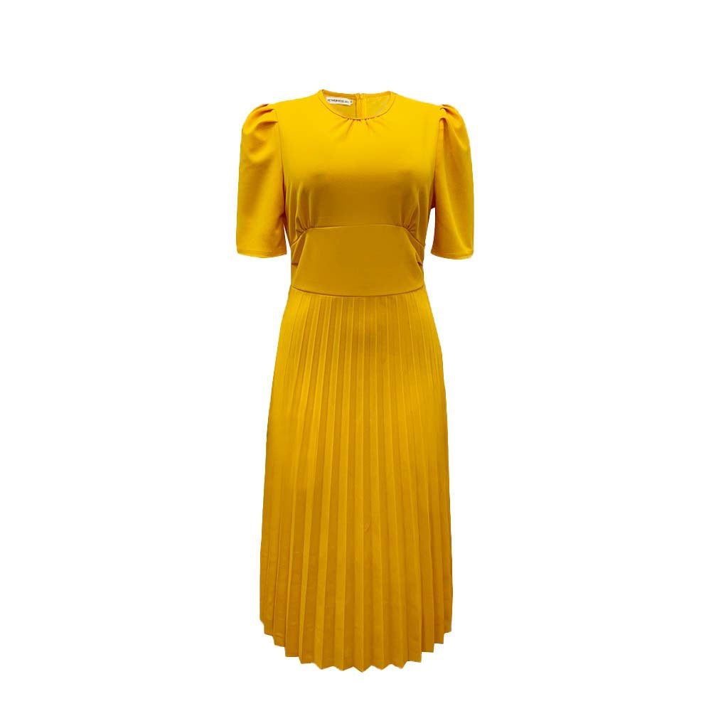 Summer Sleeve Pleated Solid Color Dress Dresses