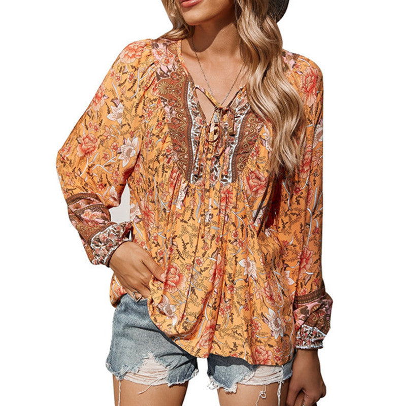 Women's Printed Casual Loose Thin T-shirt Blouses