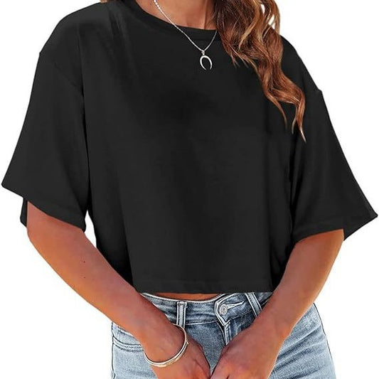 Women's T-shirt Drop Shoulder Round Neck Casual Blouses