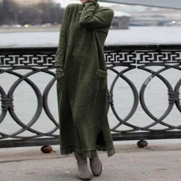 Autumn Loose Oversized Knit Brushed Hoody Dresses