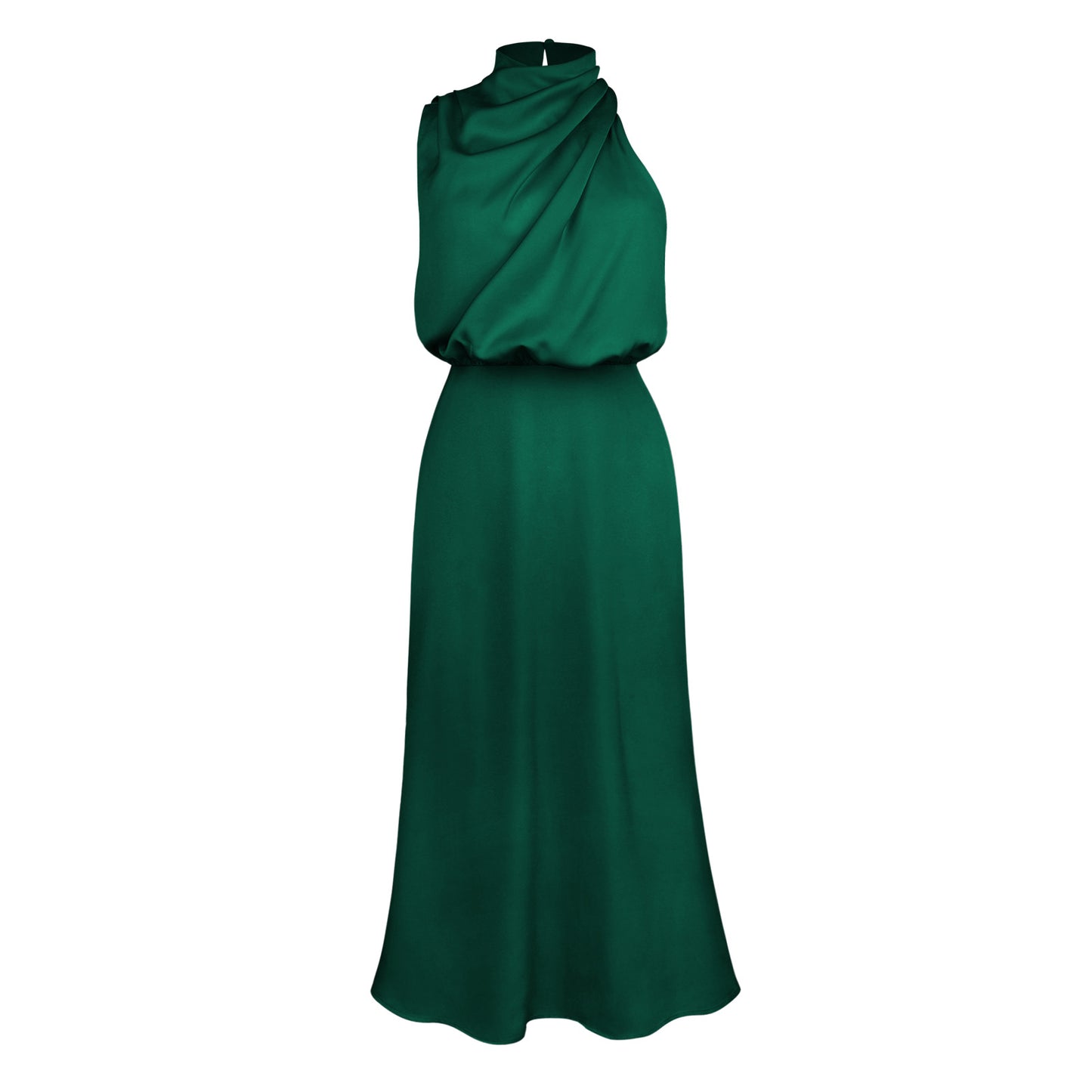 Women's Cool Bridesmaid Midi Halter Satin Dresses