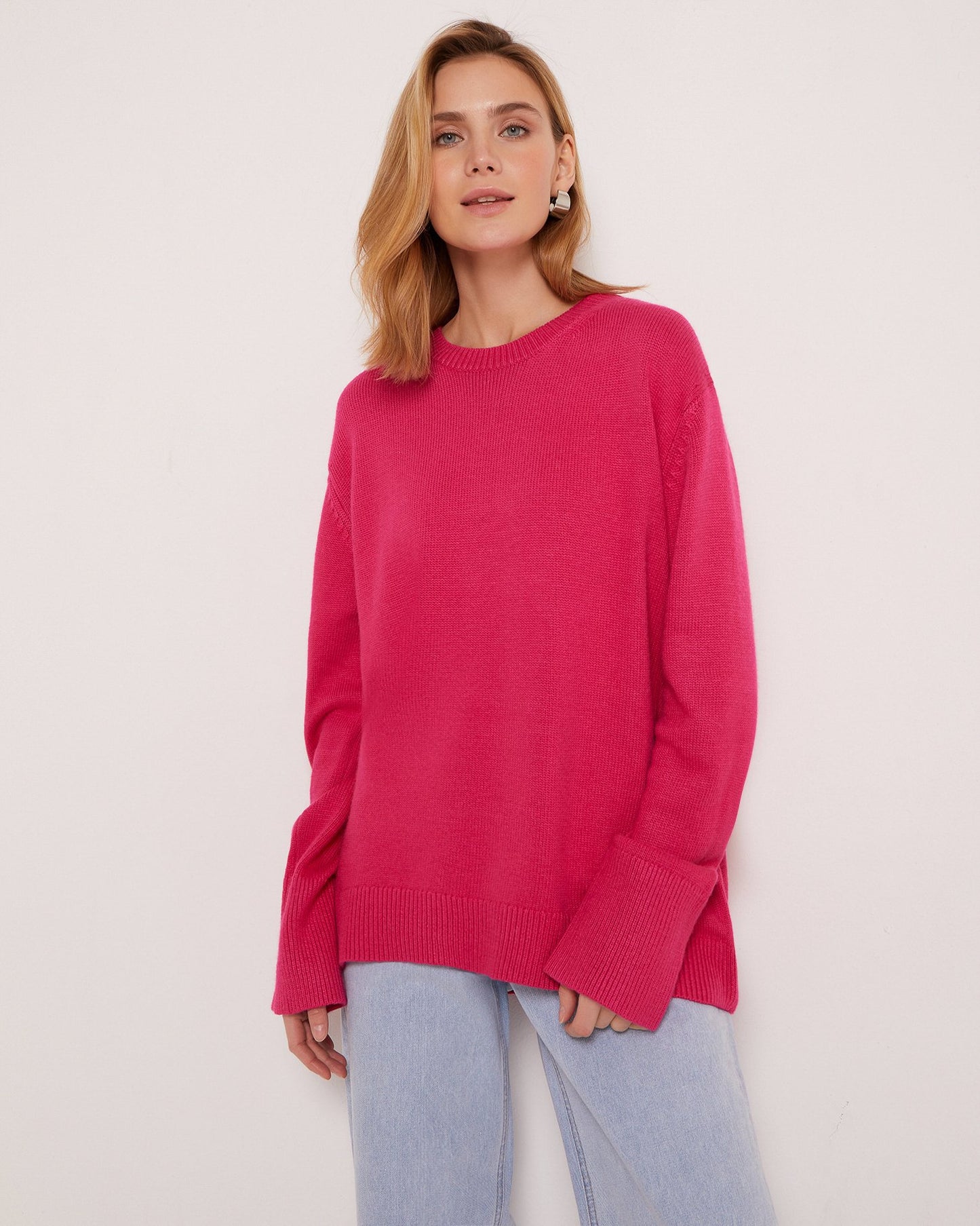 Women's Round Neck Loose Solid Color Sweaters