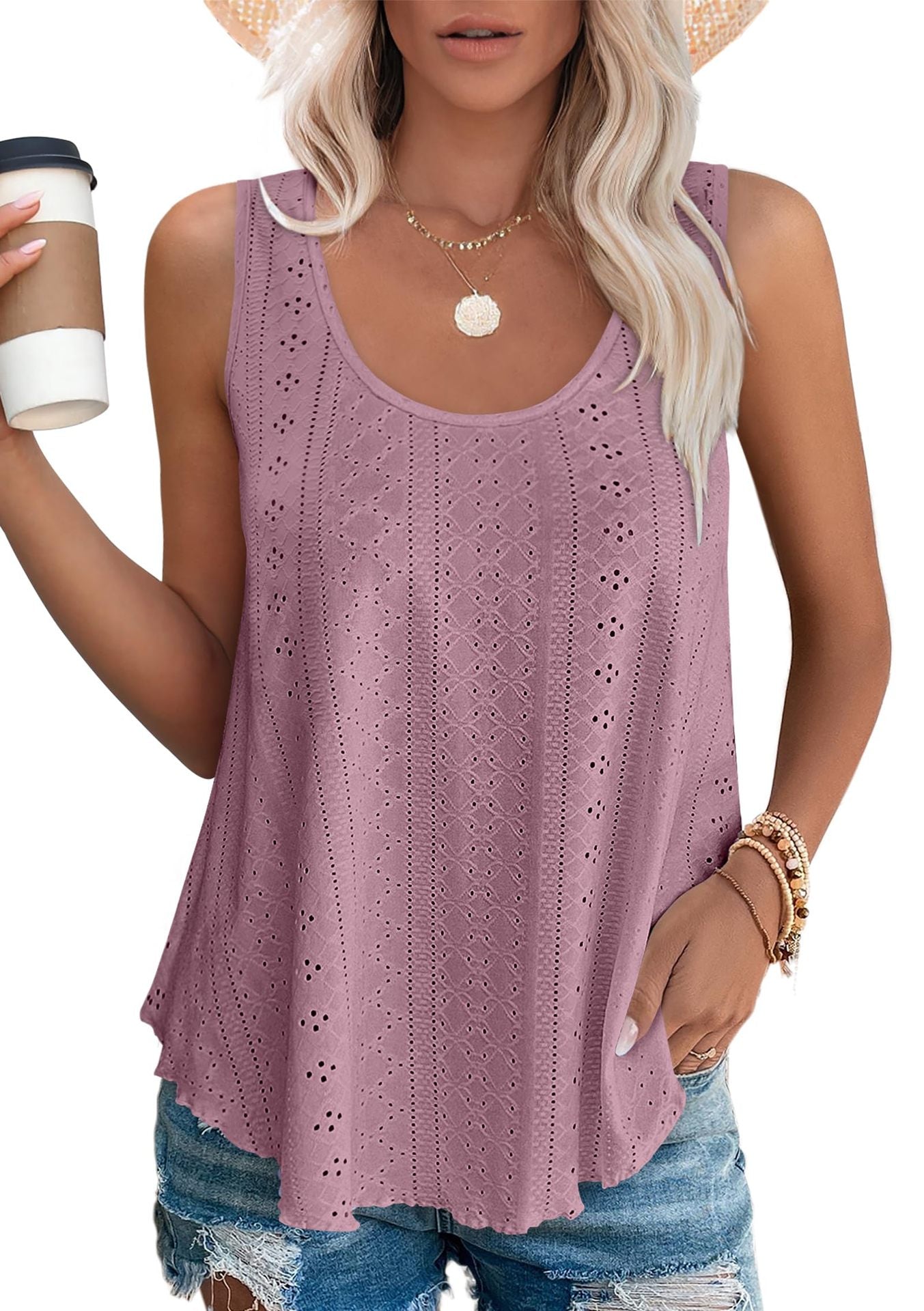 Versatile Round Neck Loose Sleeveless T-shirt Blouses