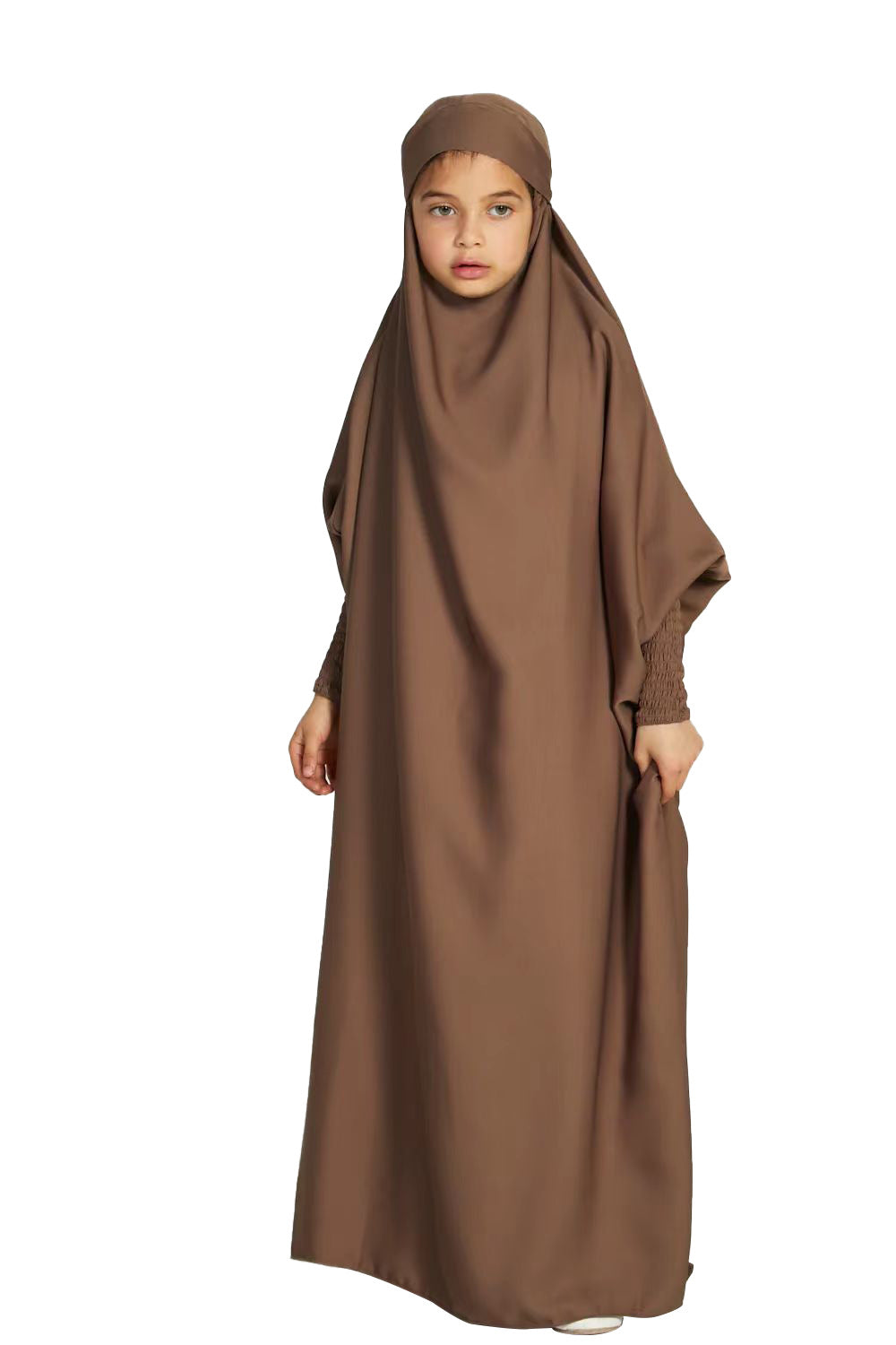 Children's Hooded Batwing Sleeve Dress Fashion Casual Clothing