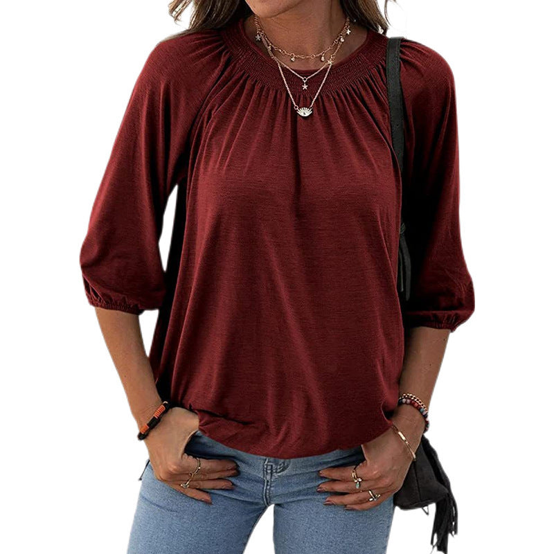 Women's Spring Summer Elegant Pullover Round Neck Blouses