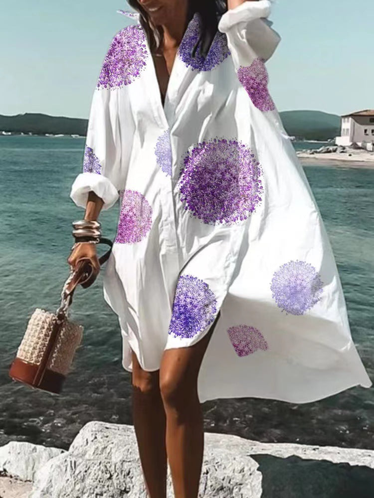 Women's Wear Loose Digital Printing Long Sleeve Dresses