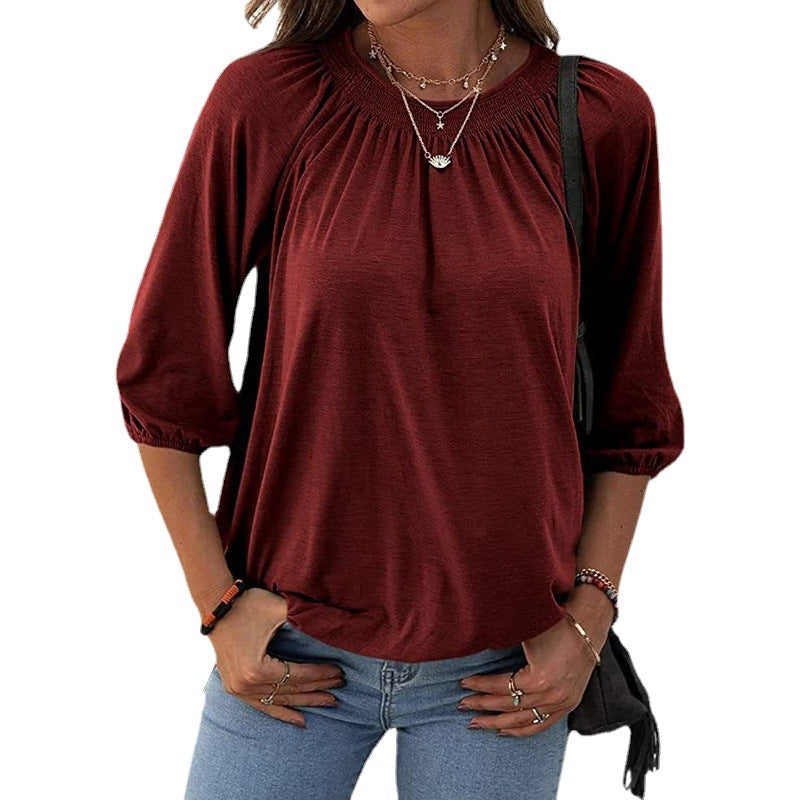 Women's Spring Summer Elegant Pullover Round Neck Blouses