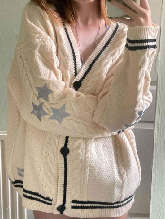 Women's Knitted Embroidered Temperament Loose Casual Outer Cardigans