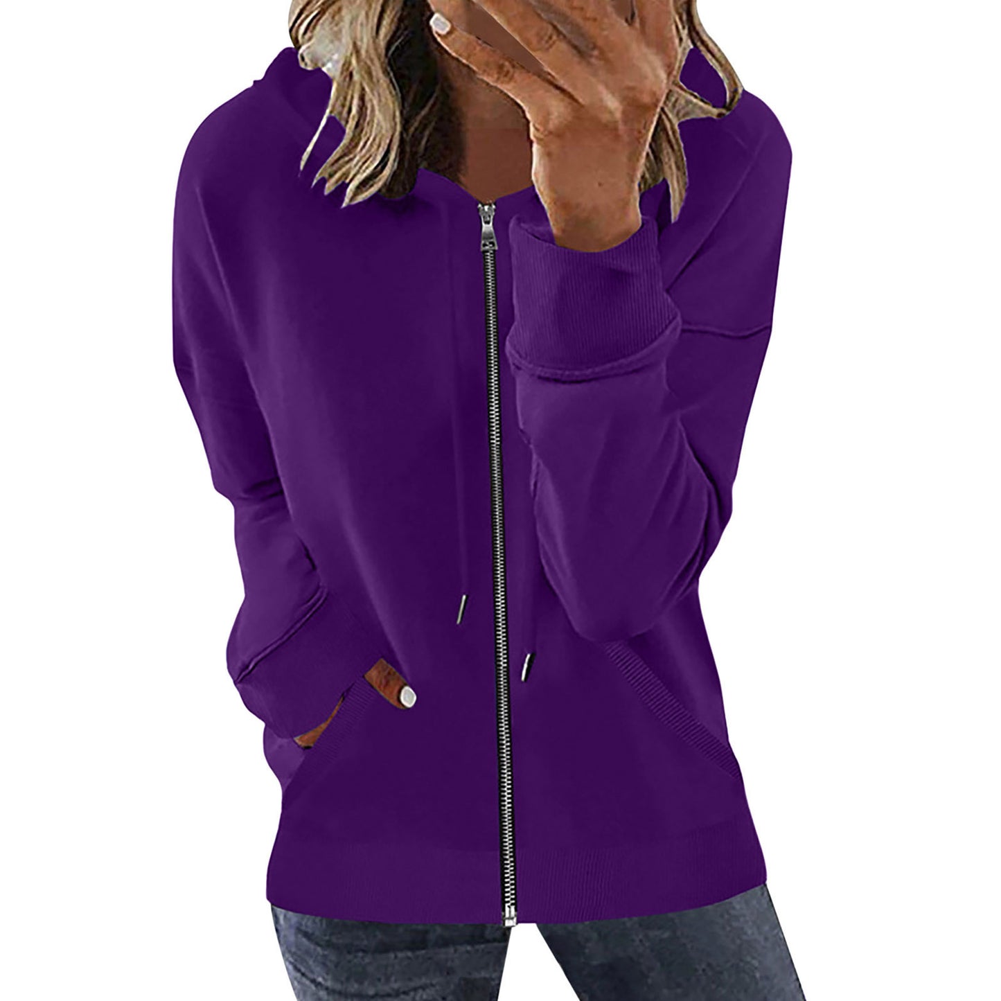 Women's Autumn Pocket Long Sleeve Hooded Tracksuit Sweaters