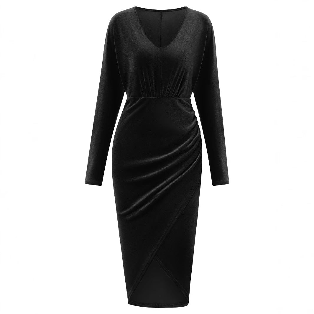 Women's Winter Casual Dress Fashion Solid Color Waist Dresses