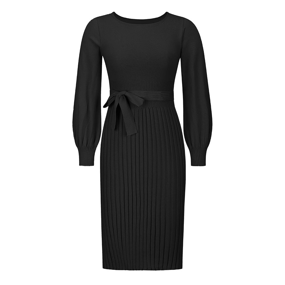 Women's Knitted Dress Slim-fit Pleated Mid-length Skirts