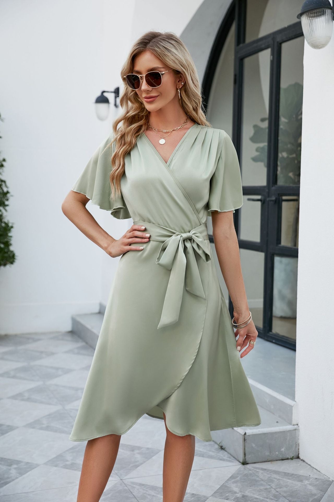 Women's Summer Satin Fitted Waist Comfortable Sexy Dresses