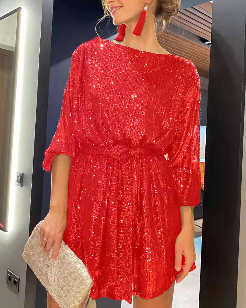 Party Fashionable Sequins Sequin Solid Color Dresses