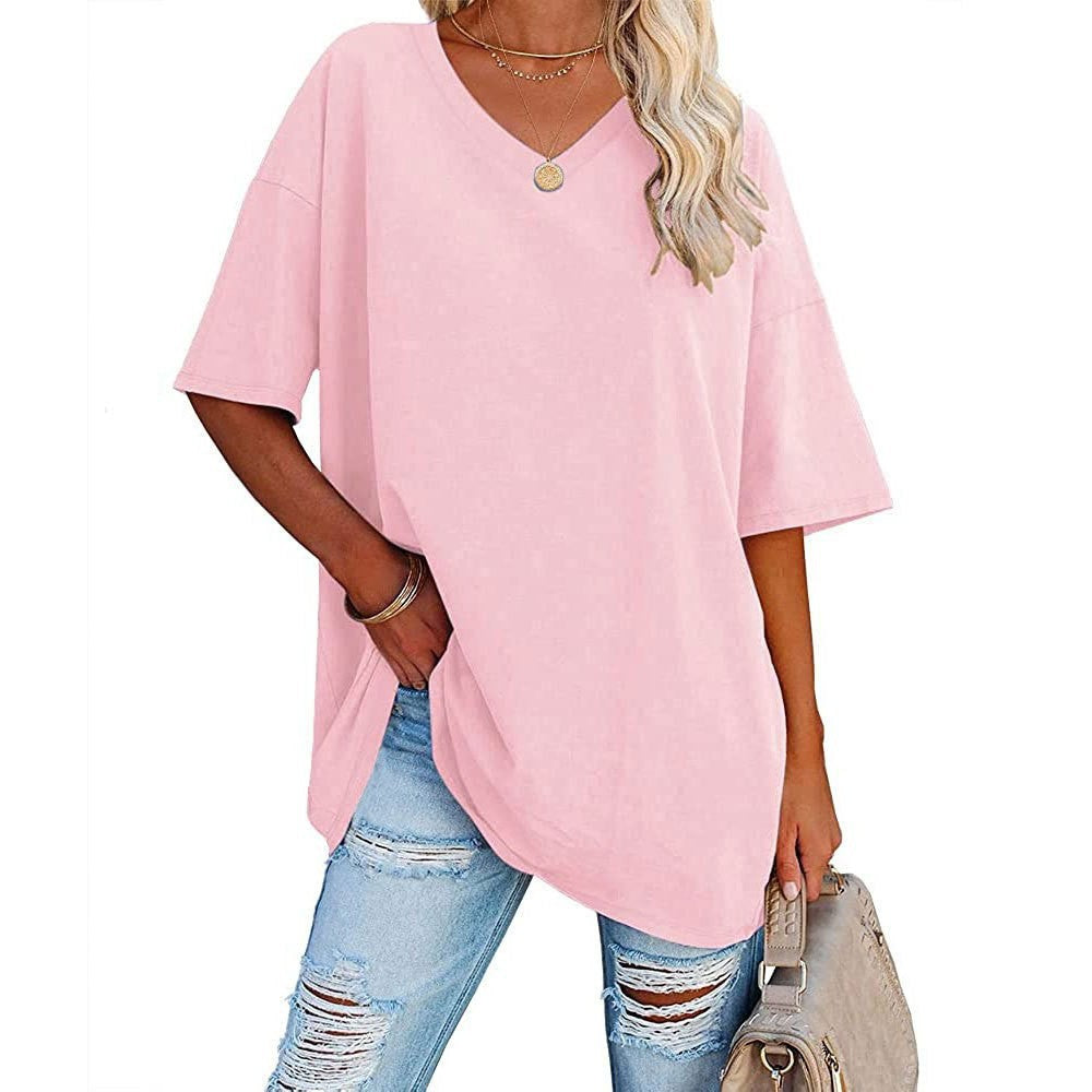 Women's Loose Half Sleeve V-neck Waist Blouses