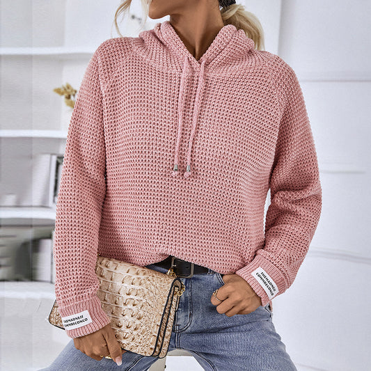 Women's Solid Color Pullover Hooded Drawstring Sweaters