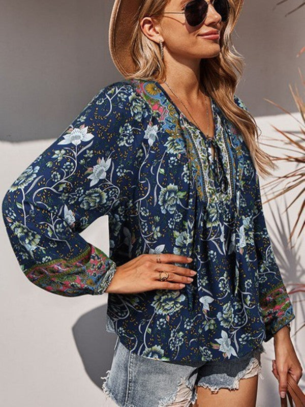 Women's Printed Casual Loose Thin T-shirt Blouses