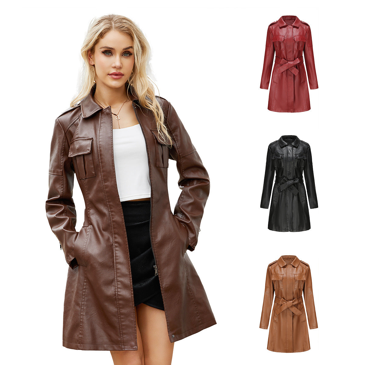 Women's Including Belt Long Sleeve Wind Fashion Jackets