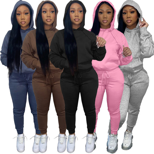 Women's Hoody Two-piece Casual Sports Hoodie Suits