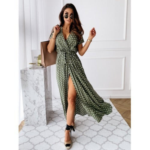 Summer Sleeve Bohemian Polka Dot Printed Dresses