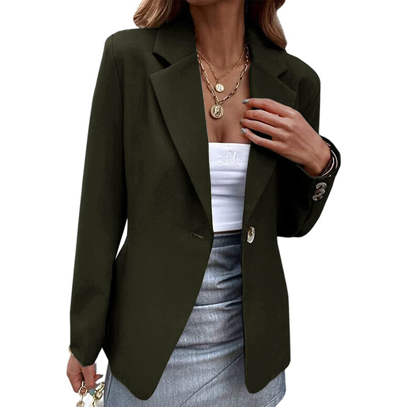 Women's Casual Long-sleeved Solid Color Button Coats