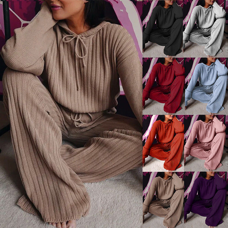 Women's Two-piece Spring Long Sleeve Loose Hooded Suits