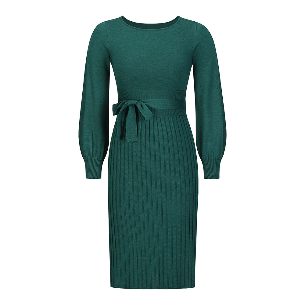 Women's Knitted Dress Slim-fit Pleated Mid-length Skirts