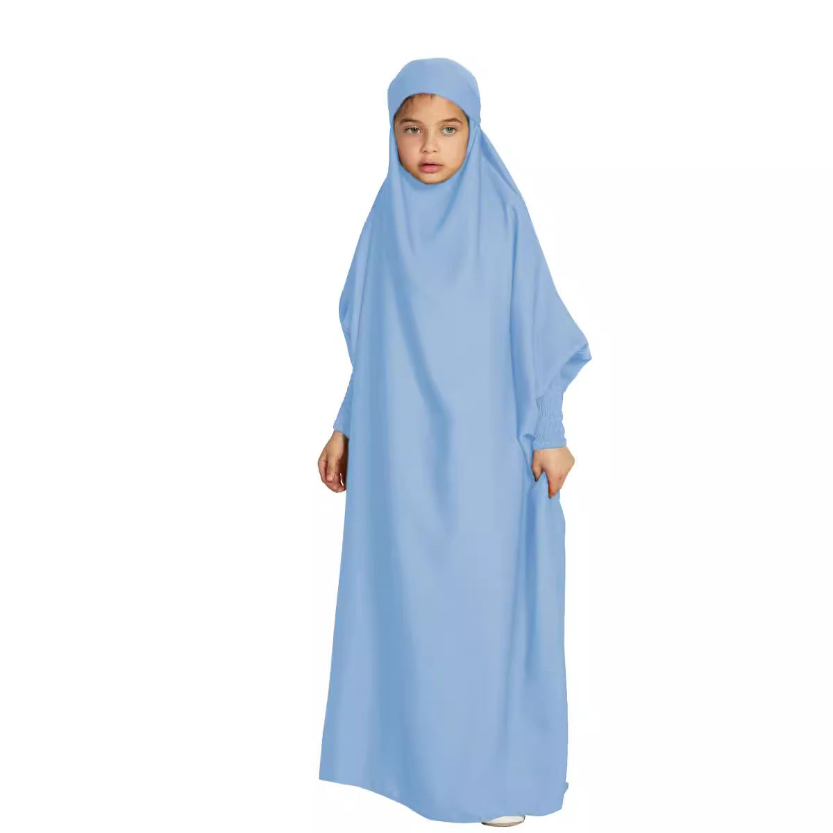 Children's Hooded Batwing Sleeve Dress Fashion Casual Clothing