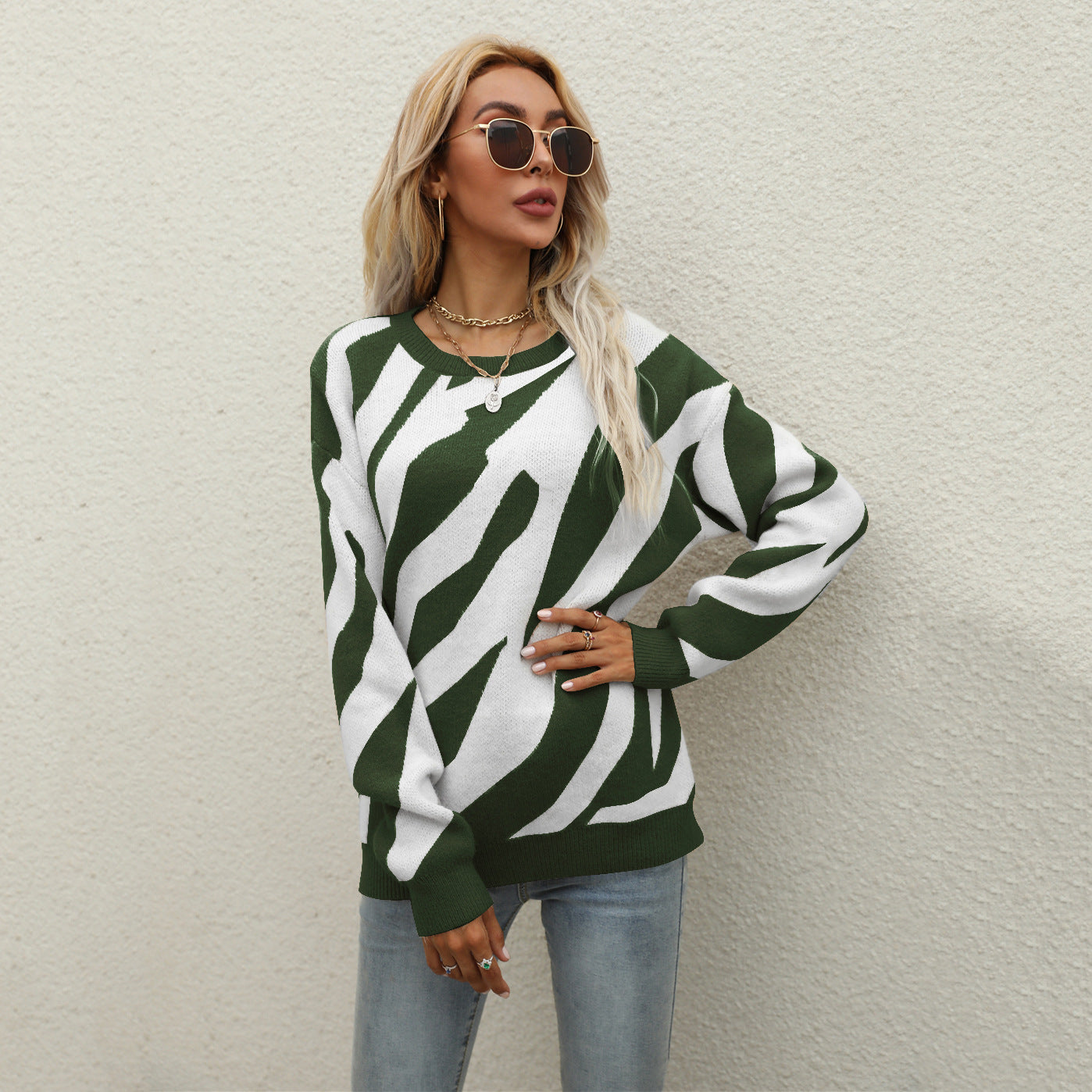 Women's Winter Striped Personality Fashion Knitted Pullover Sweaters