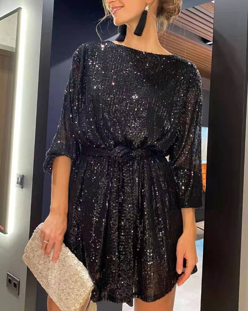 Party Fashionable Sequins Sequin Solid Color Dresses