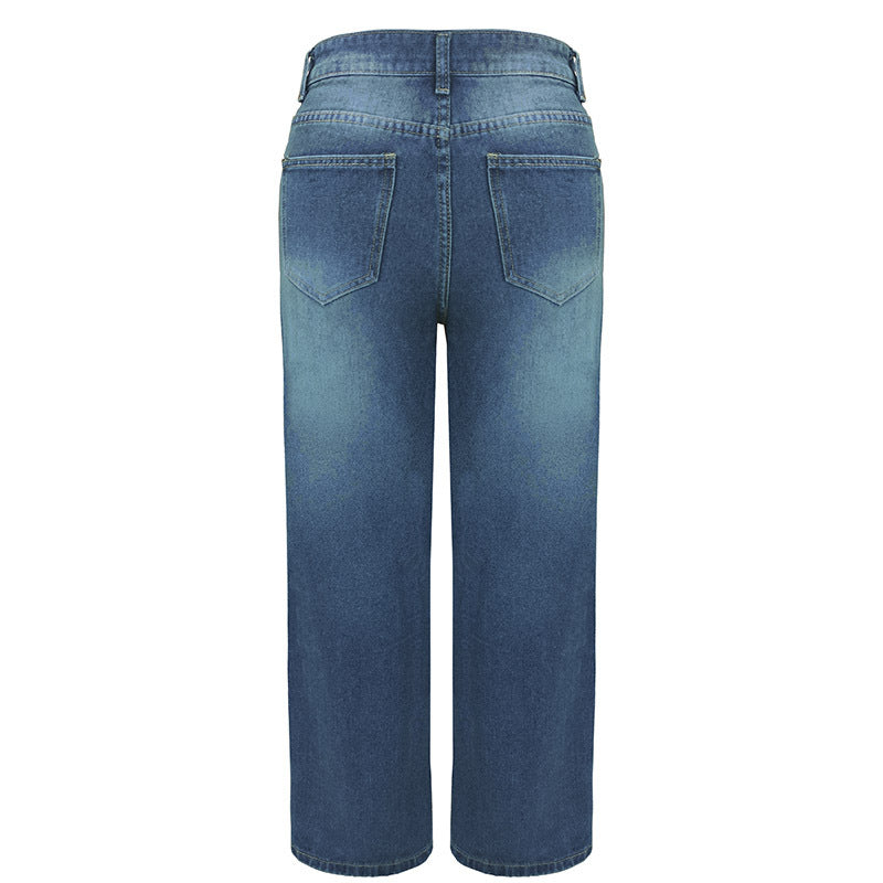 Women's Loose Leisure Simple Thin Denim Straight-leg Pants