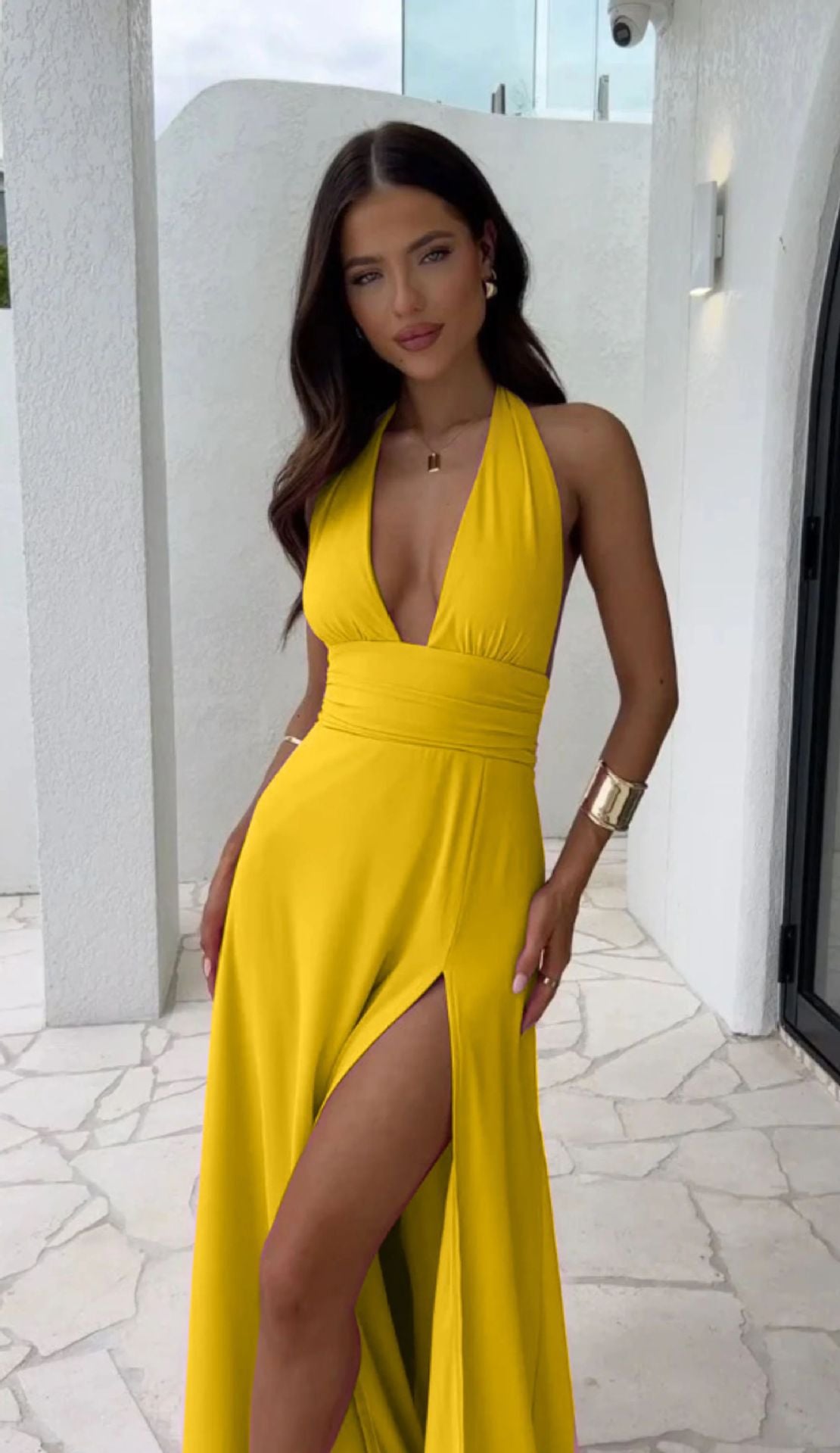 Women's High Class Elegant Halter Sexy Slit Dresses