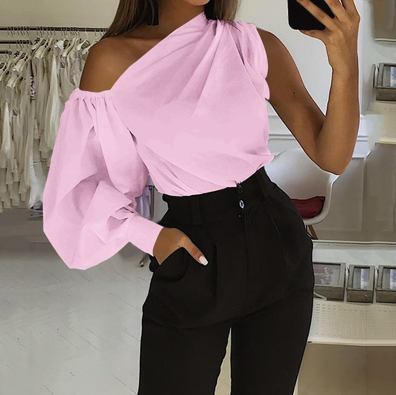 Women's And Right Asymmetric One Sleeve Loose Blouses