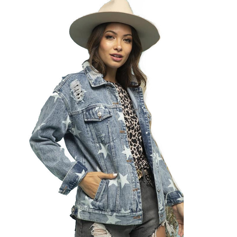 Creative Attractive Women's Denim Ripped Loose Jackets