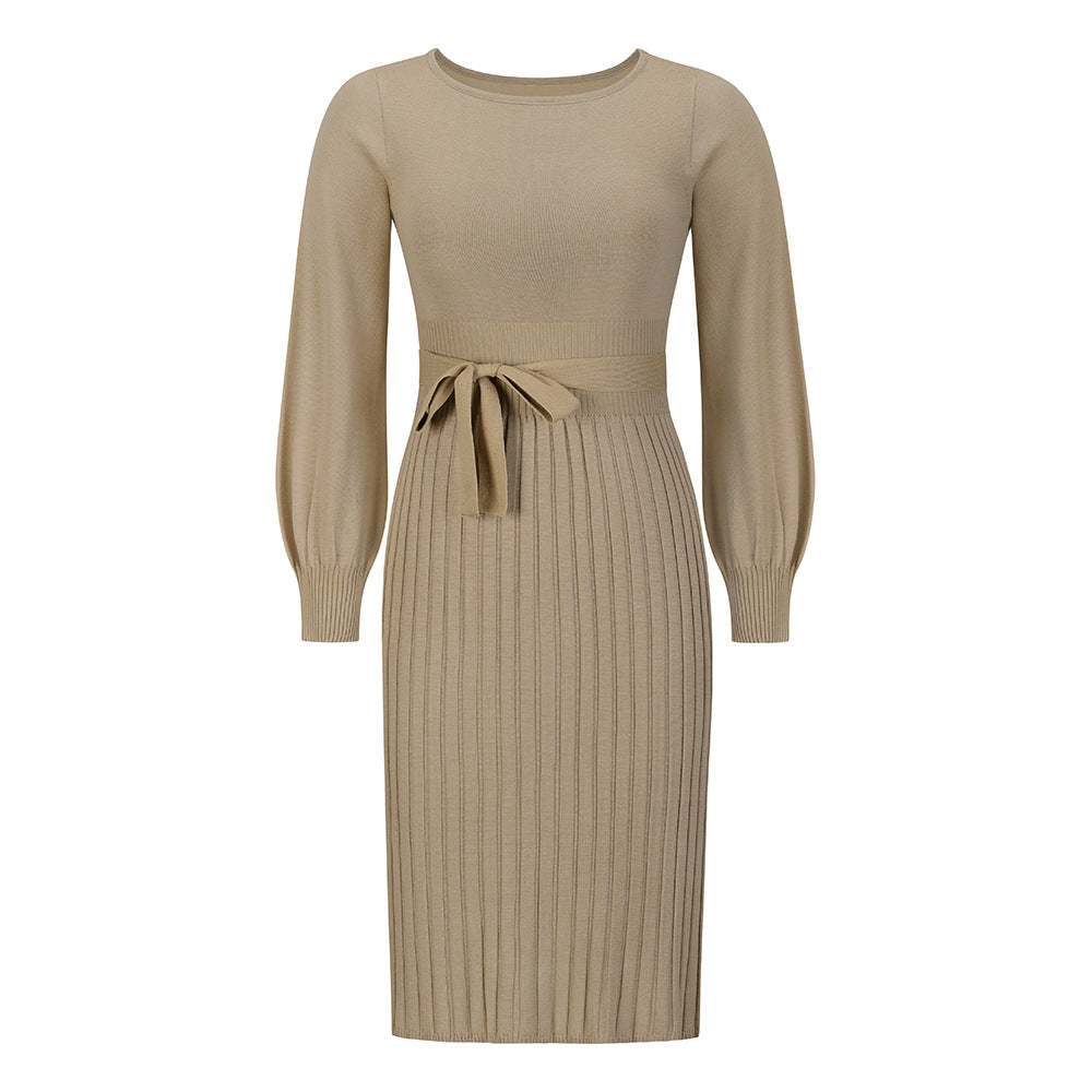 Women's Knitted Dress Slim-fit Pleated Mid-length Skirts