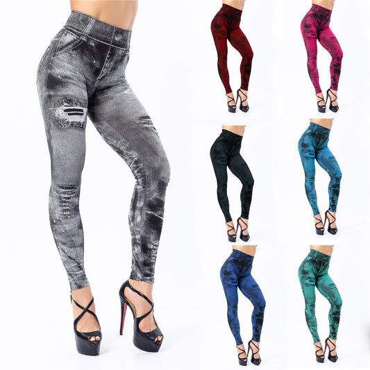 Women's Imitation Denim Super Stretch Cropped Pants