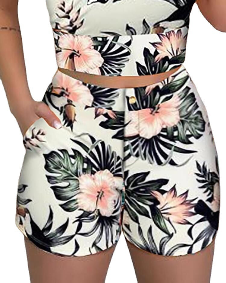 Pretty Women's Summer Printed Sling Slim Shorts