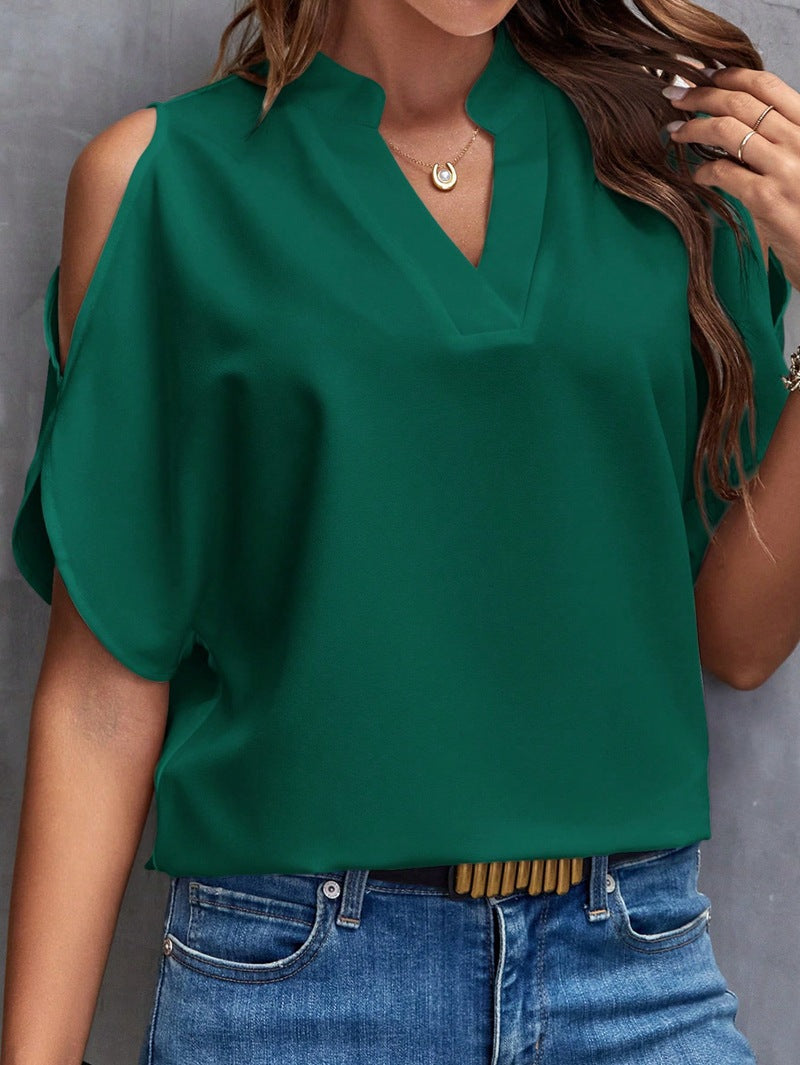 Women's Summer Solid Color Graceful Fashionable Sleeves Blouses