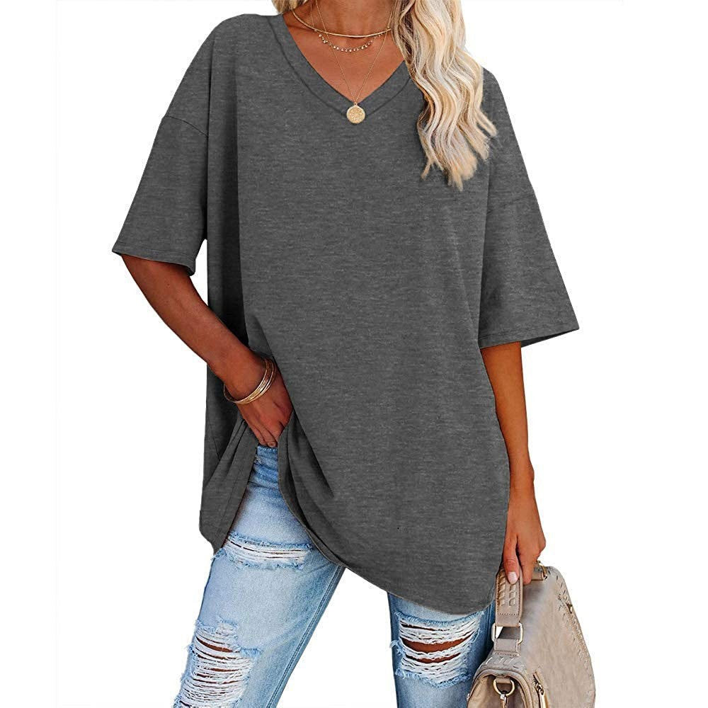 Women's Loose Half Sleeve V-neck Waist Blouses