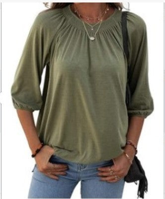 Women's Spring Summer Elegant Pullover Round Neck Blouses