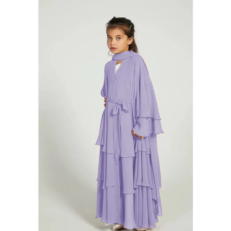 Children's Elegant Chiffon Dress Without Headscarf Clothing