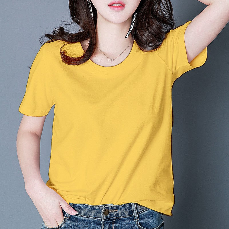 Women's Summer Korean Style White Short-sleeved T-shirt Blouses