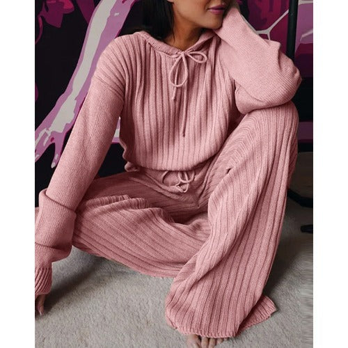 Women's Two-piece Spring Long Sleeve Loose Hooded Suits