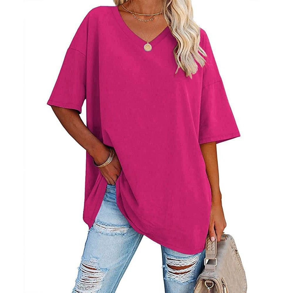 Women's Loose Half Sleeve V-neck Waist Blouses