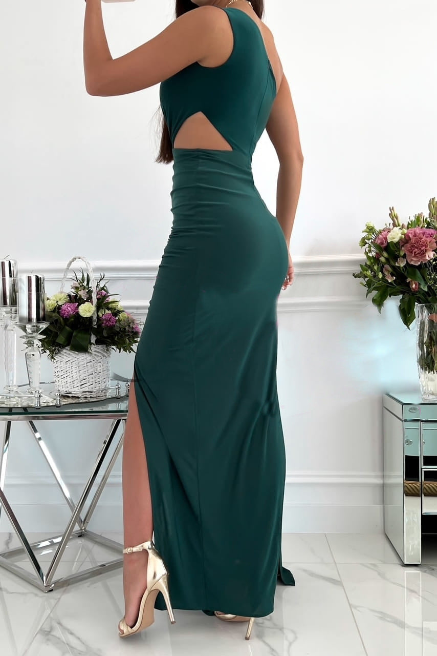 Women's Summer Sleeveless Shoulder Hollow-out Elegant Split Dresses