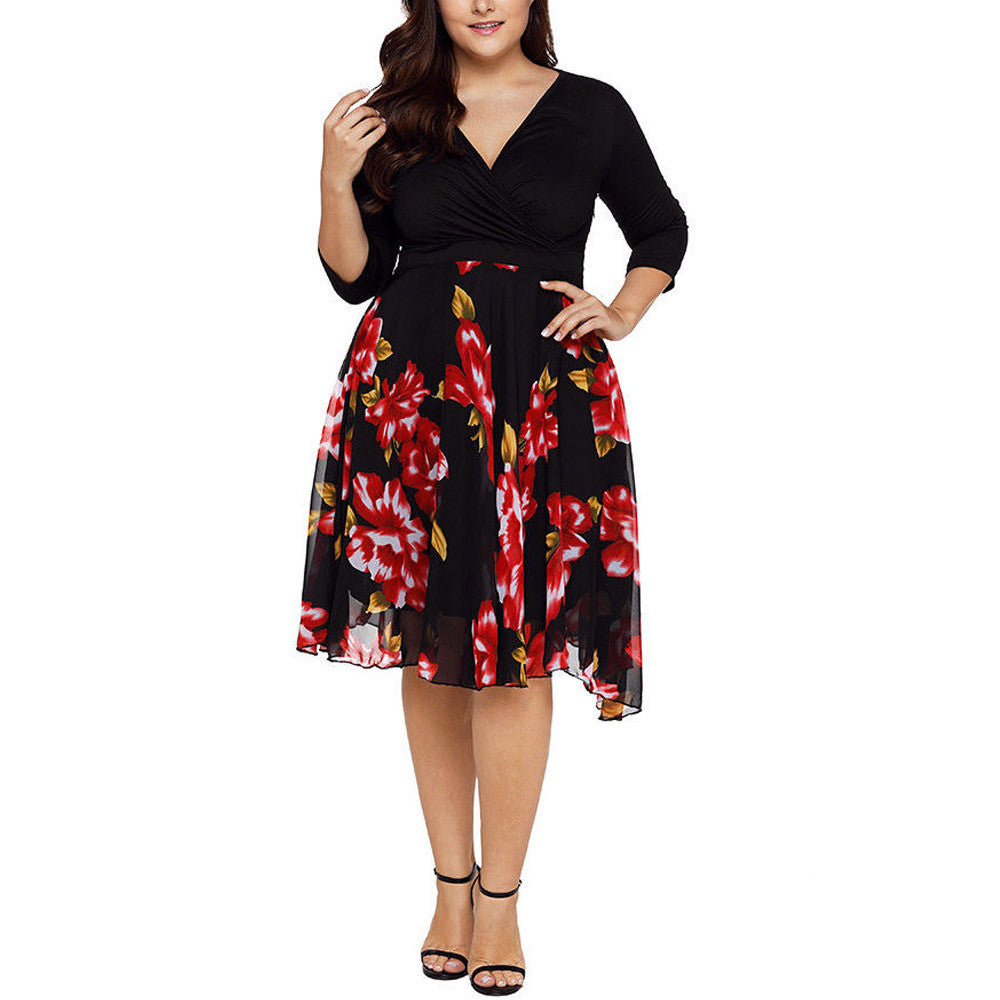 Women's Collar Digital Printing Sleeve Dress Dresses