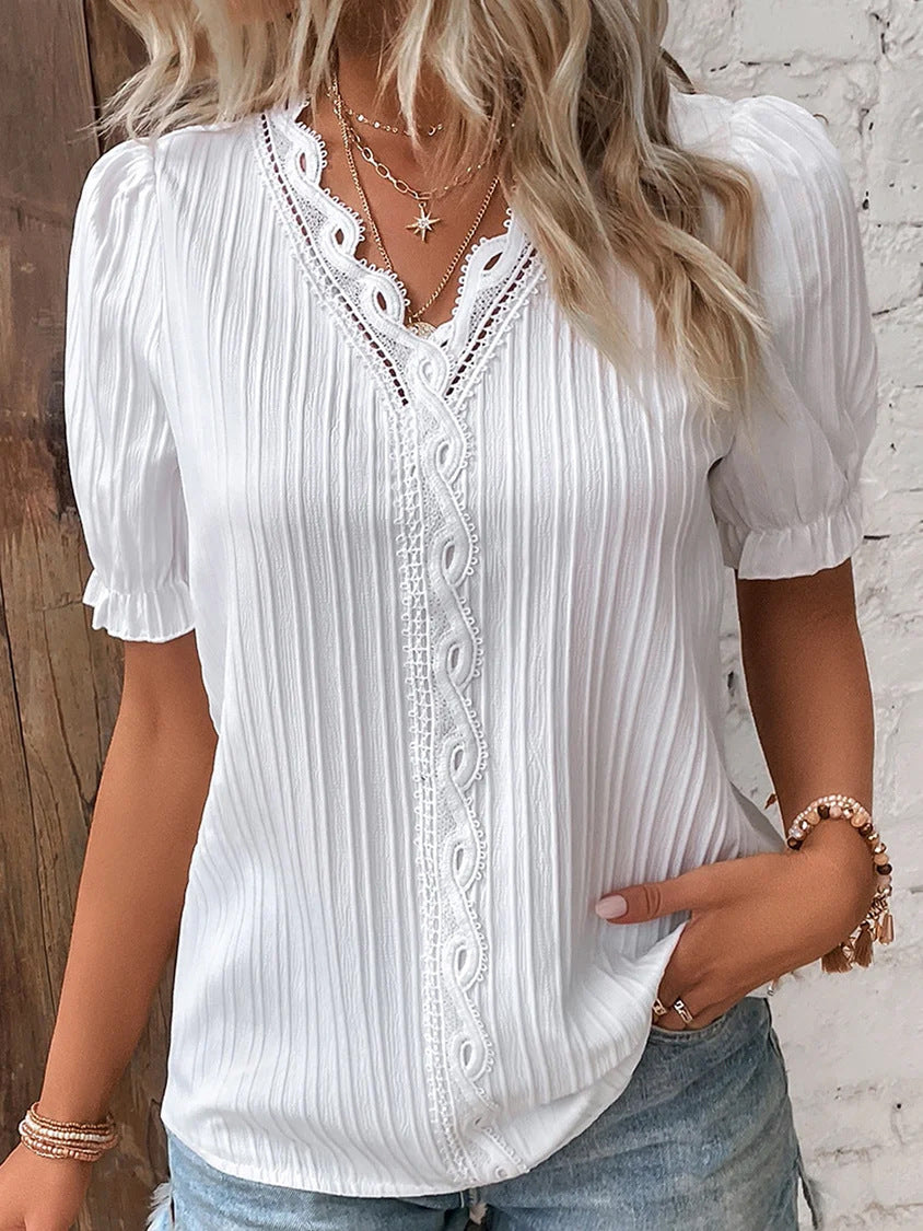 Women's Summer Holiday Fashion Short-sleeved Shirt Blouses